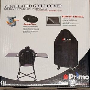 Primo Black Ventilated Grill Cover for Primo Oval Junior with Cradle